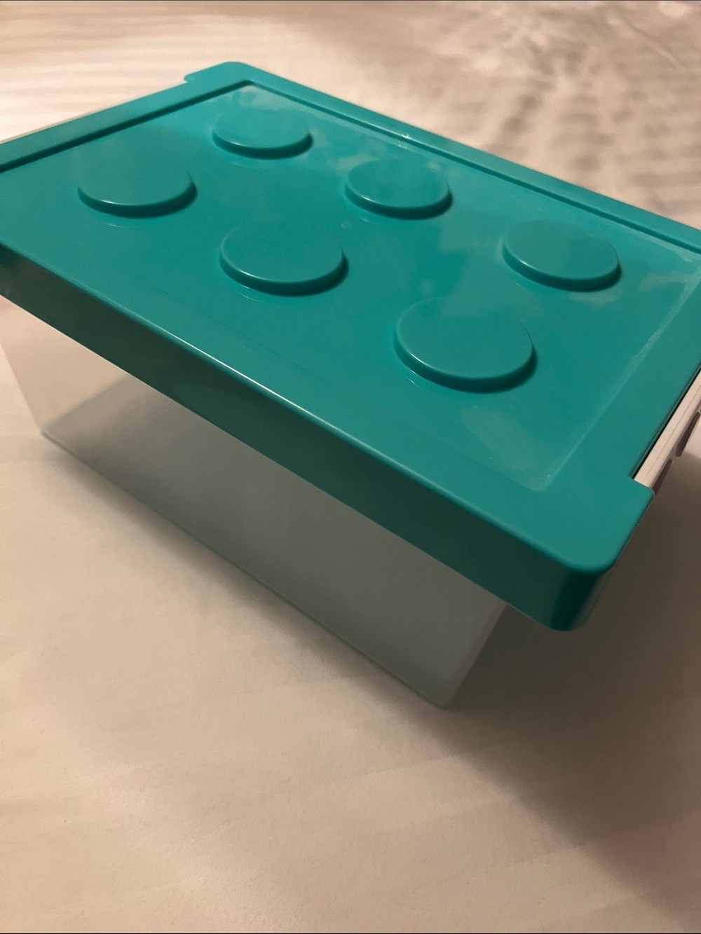Teal Plastic Storage Box with Snap Lid - (LEGO design)
